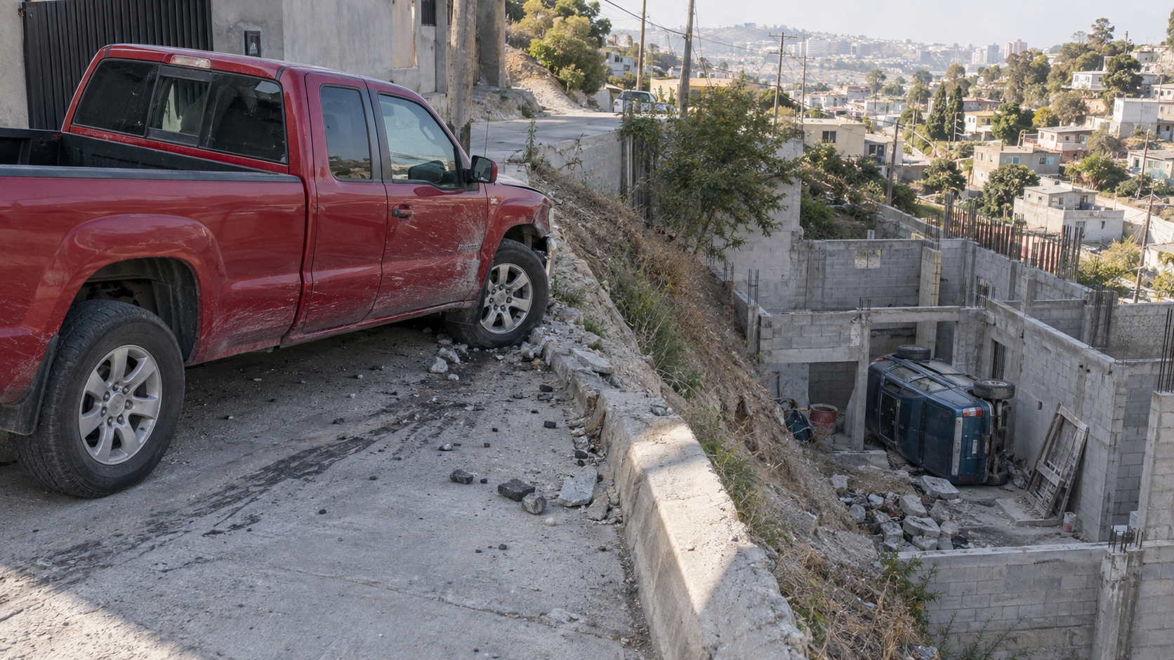 CONDUCTOR HUYE TRAS CHOQUE QUE LANZÓ UNA CAMIONETA SIETE METROS EN TIJUANA